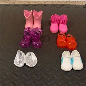 American girl doll shoes and dress with brush